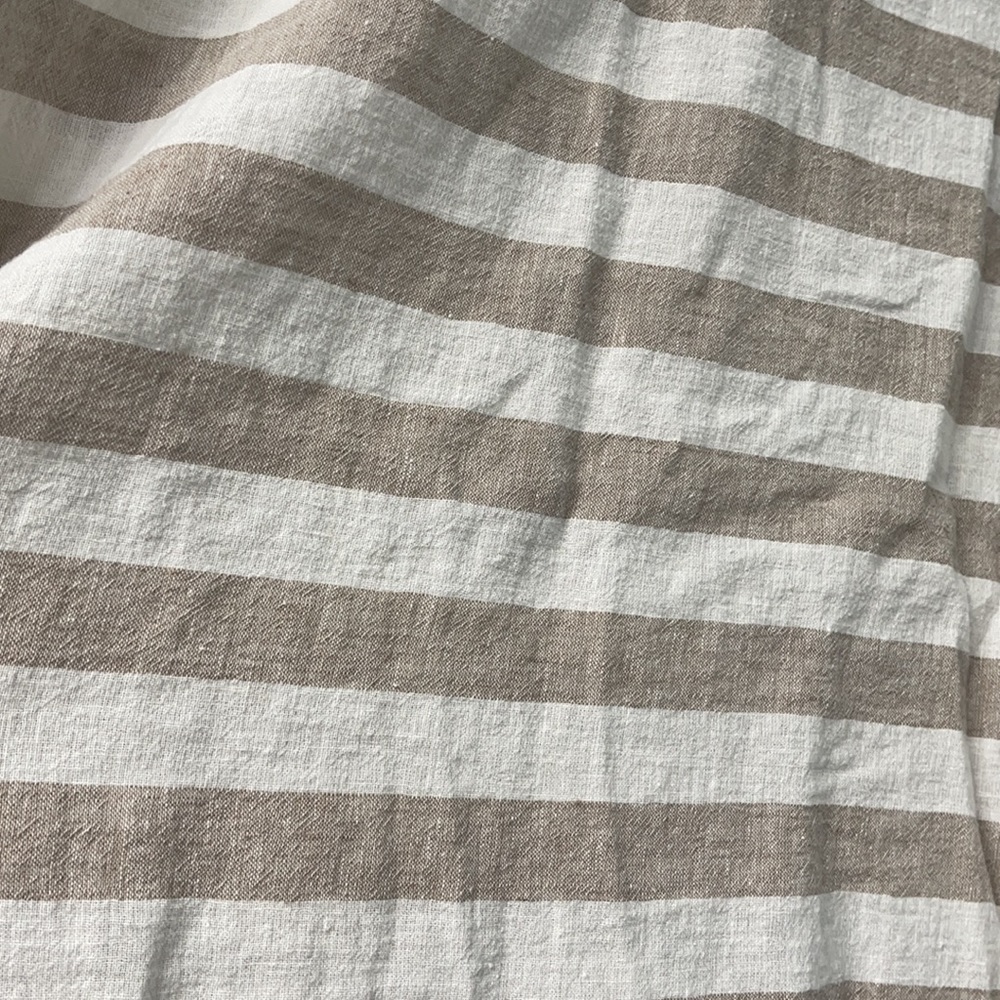 Peyton Jensen Size XS Linen Cotton Blend Rolled Short Sleeve Button Down Striped - Picture 7 of 8